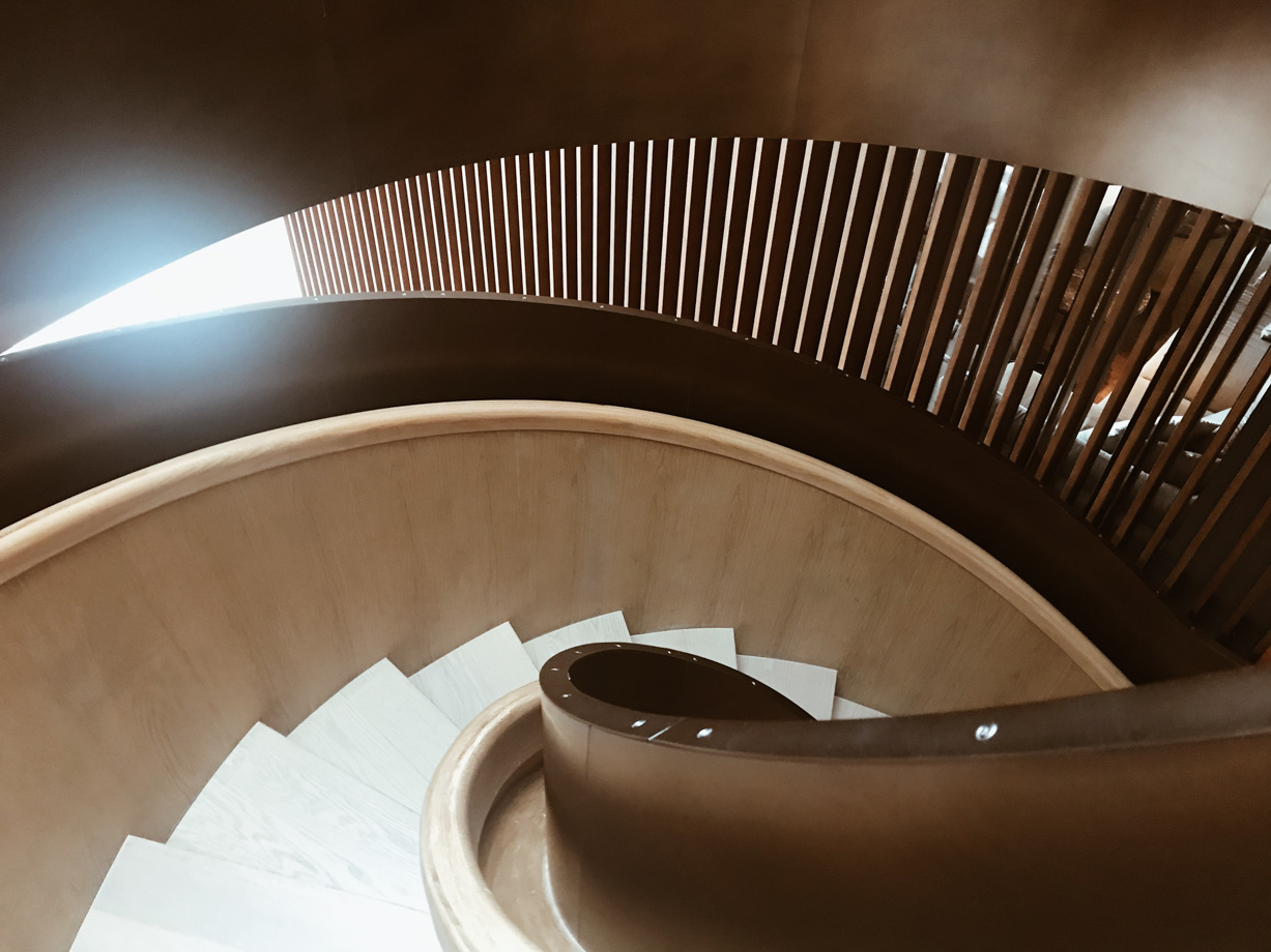 The Shanghai EDITION EDITION’s signature spiral staircase.