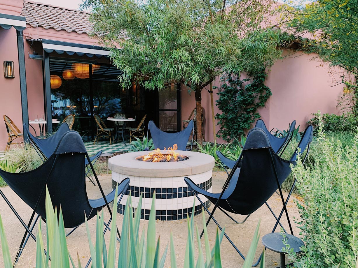Sands Hotel & Spa Outdoor fire pits creating the perfect atmosphere for a nightcap under the stars.
