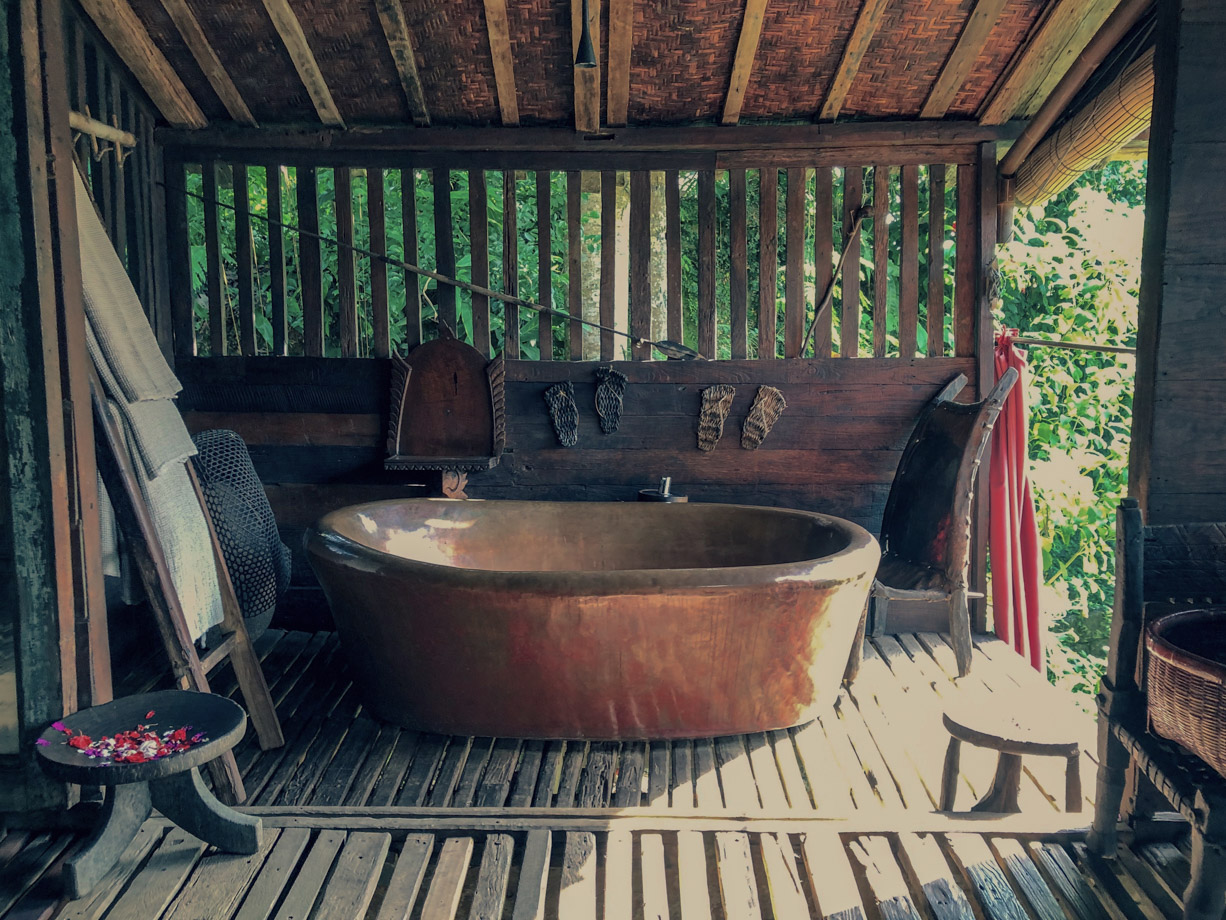 Bambu Indah The copper bathtub of my dreams facing the rice fields.