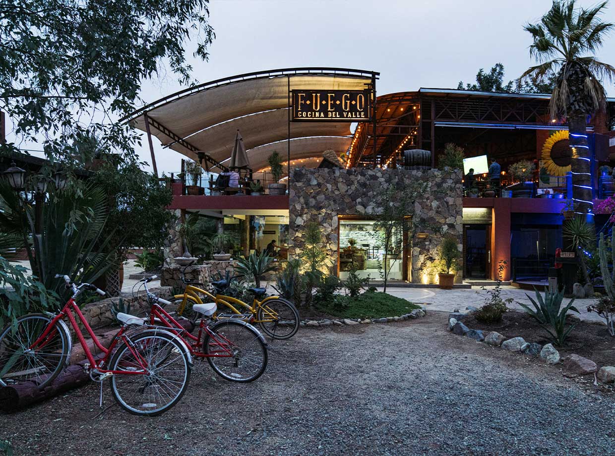 Hotel Boutique Valle De Guadalupe Walking to Hotel Boutique’s Fuego dining, I spied the complimentary bikes for touring nearby areas.