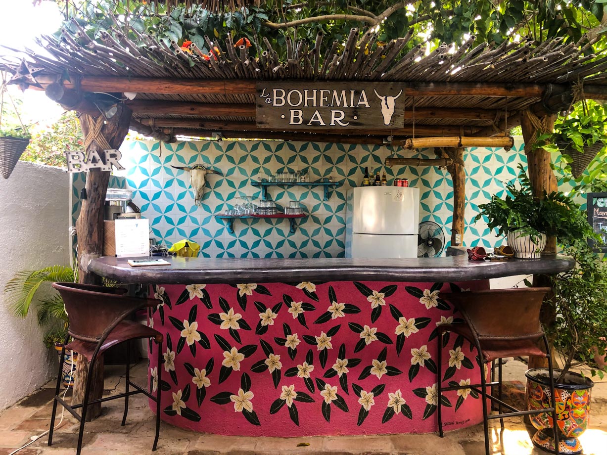 La Bohemia Hotel Pequeno The bar - it’s where breakfast is also served. Don’t miss it!