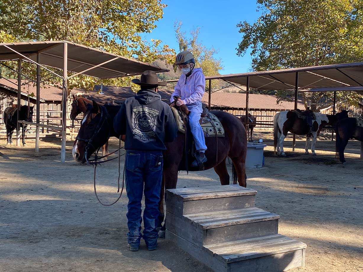 The Alisal Saddling up for a morning trail ride. 