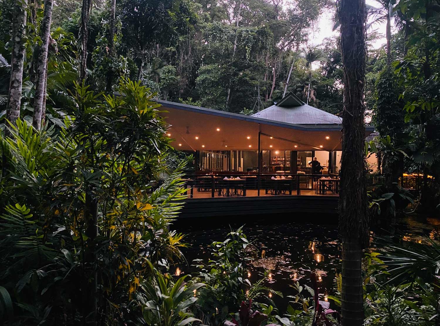 Daintree Ecolodge The Julaymba Restaurant. They minimise the use of single-use plastics and packaging throughout the property, kitchen, restaurant and rooms. The removal of single use in-room personal products to reduce excess plastic waste.