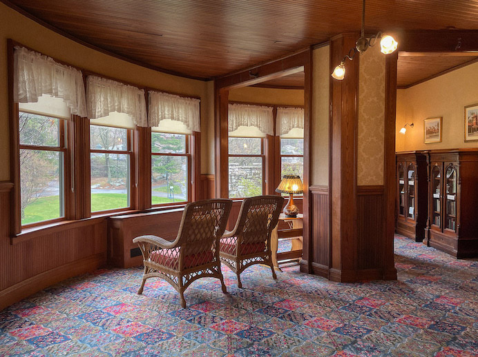 Mohonk Mountain House Sitting areas feel like cozy, antique, victorian living rooms.