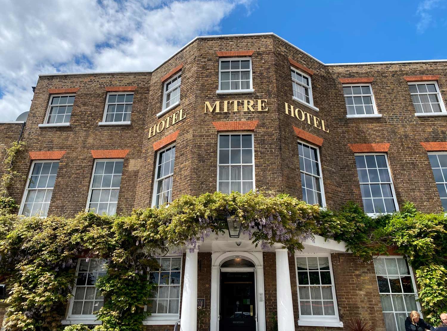 The Mitre Hampton Court The hotel's facade caught in a moment of sunshine