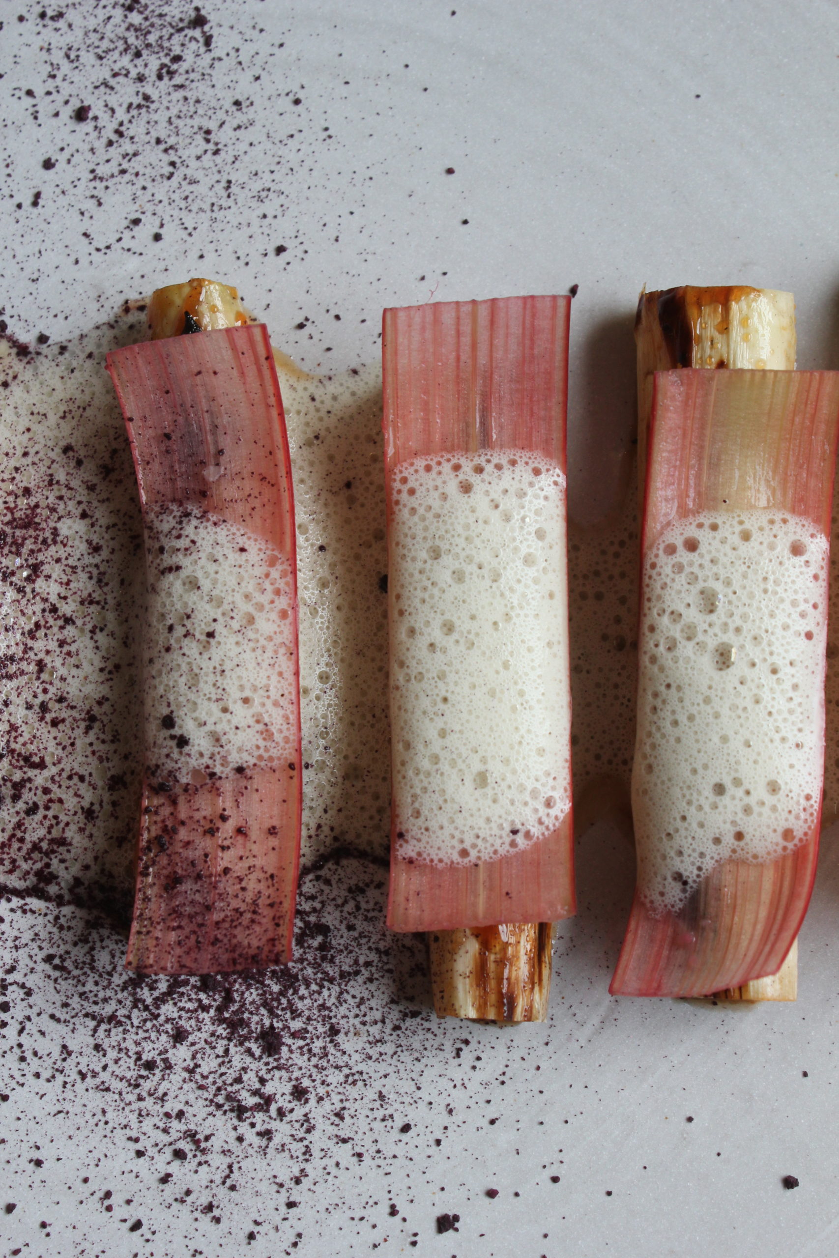 White Aspargus : Rhubarb: Rosehip Kombucha: Hazelnut Milk and Buckwheat Shio