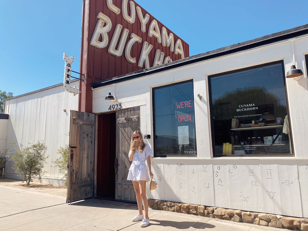 Cuyama Buckhorn All smiles after an oat milk latte