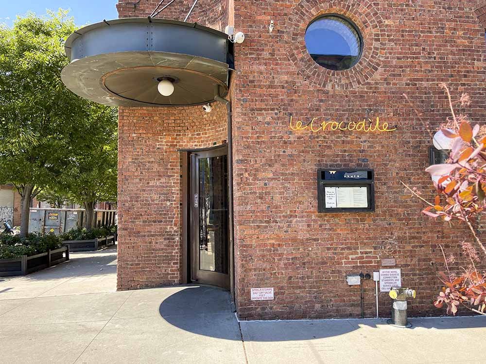 Wythe Hotel Le Crocodile is the street level restaurant and has the coolest entrance