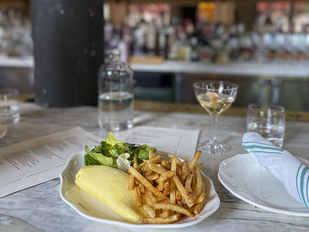 Wythe Hotel Omelette du Fromage with lettuces and frites was a brunch must
