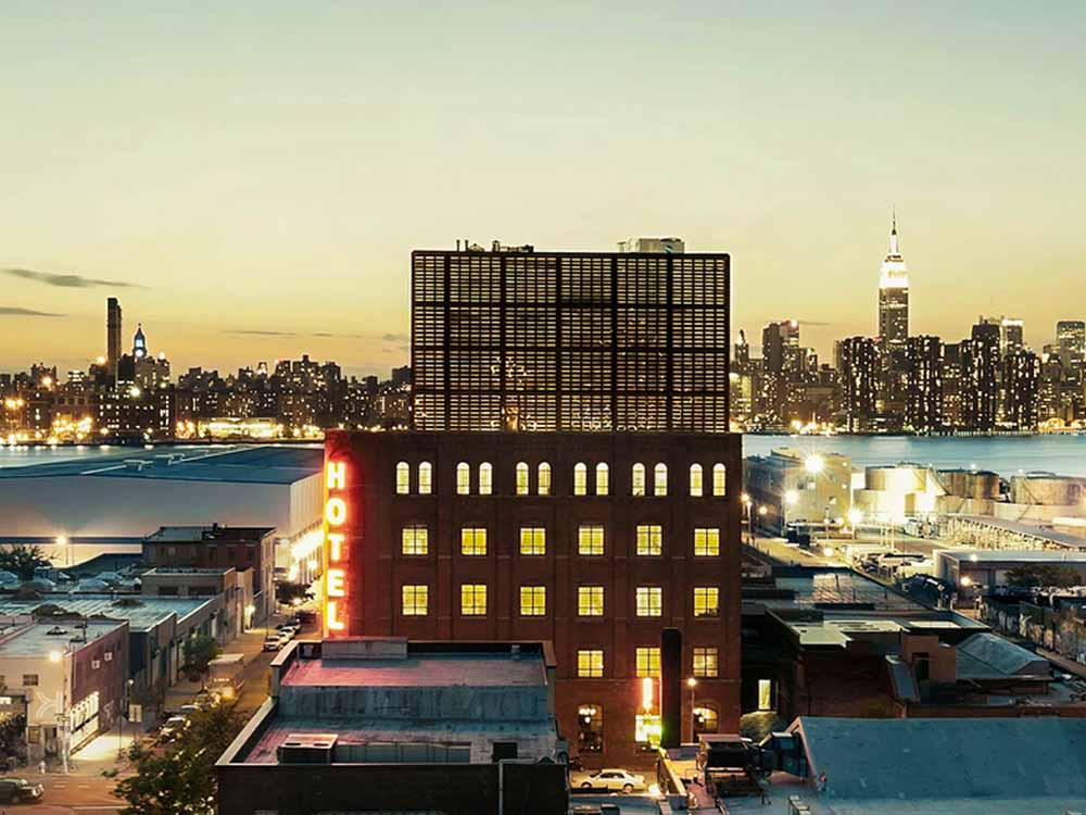 Wythe Hotel The breathtaking views from above + Manhattan skyline in the background