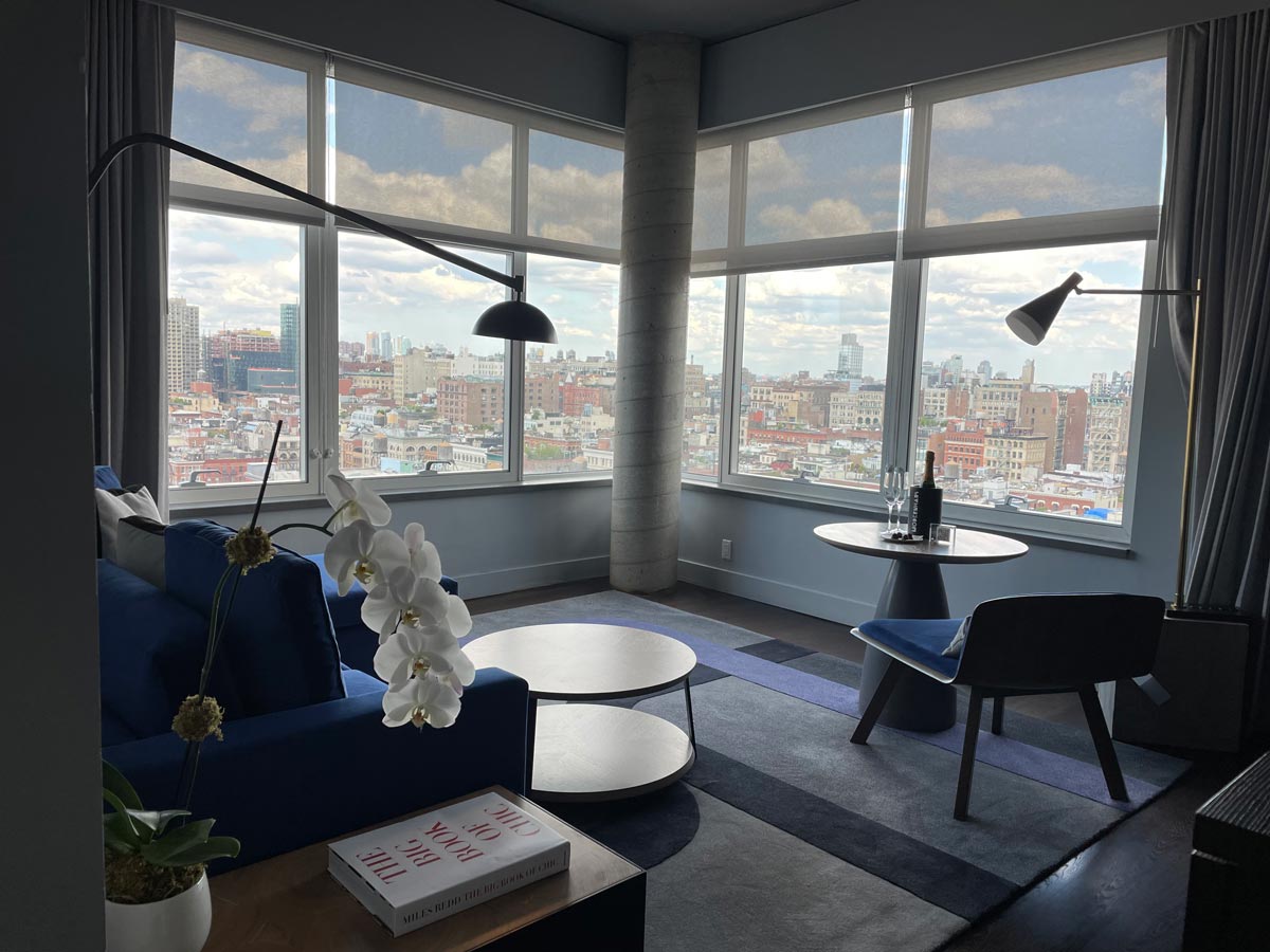 ModernHaus SoHo The suite's living room with amazing views of New York City