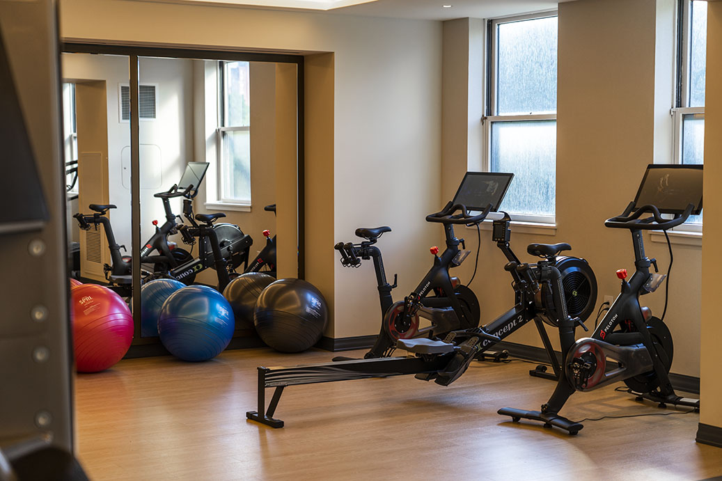 The Newbury Boston A full, state-of-the-art gym with Peloton bikes