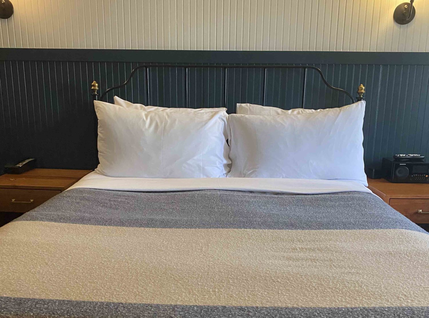 Anvil Hotel Custom Woolrich blankets and wrought metal beds (Heart eyes emoji) 