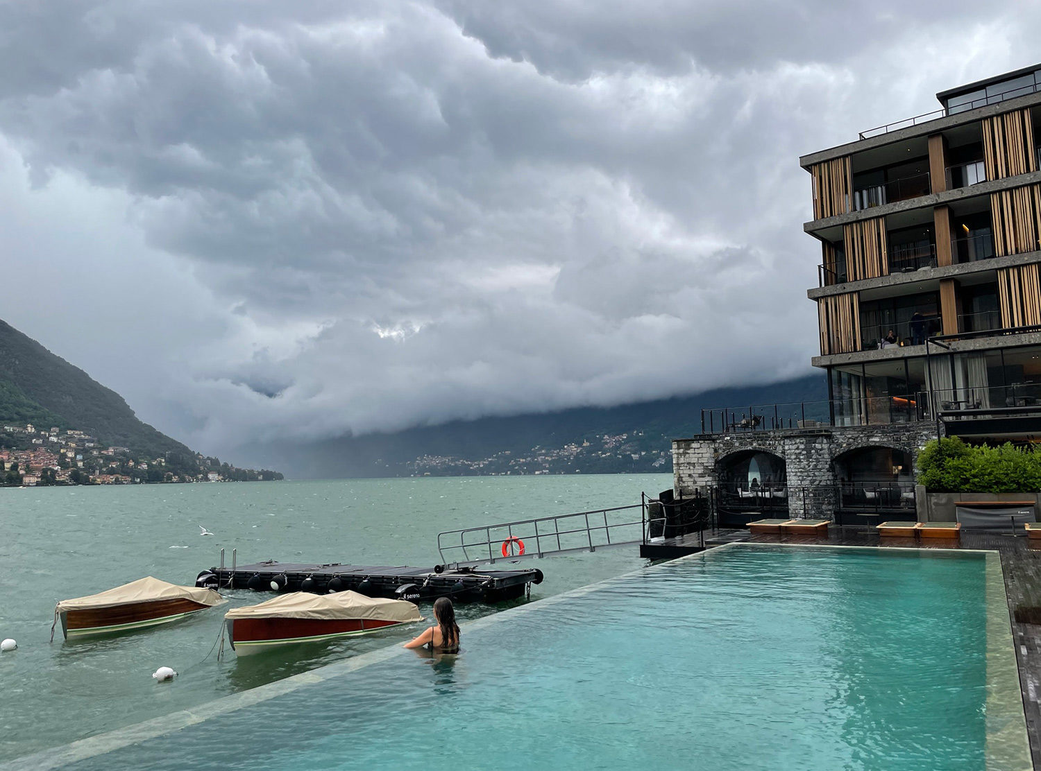Il Sereno Stormy days during our stay but I must say it made the scenery even more evocative. And a good heated pool never hurts...