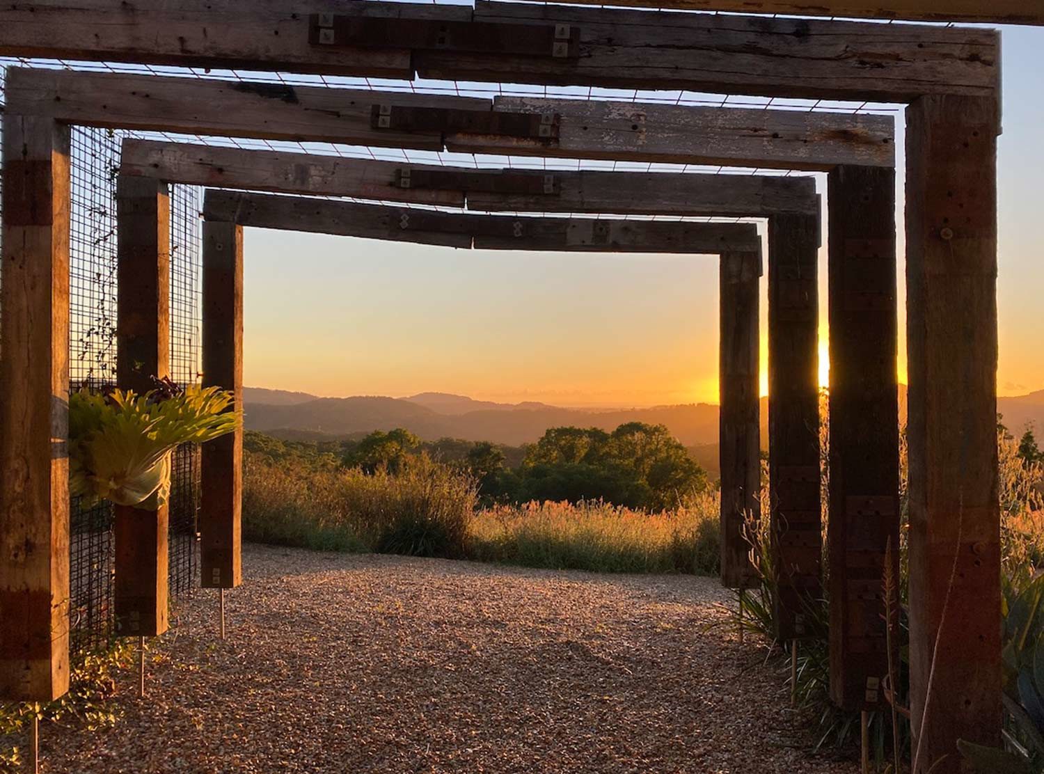 Blackbird Byron Looking out from your pavilion, through the reclaimed timber frame, and to the light over the mountains is just extraordinary