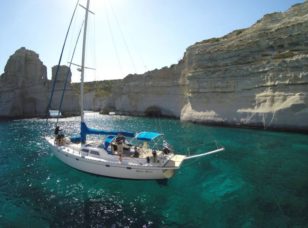 Boating around Milos and dinner in Kimolos