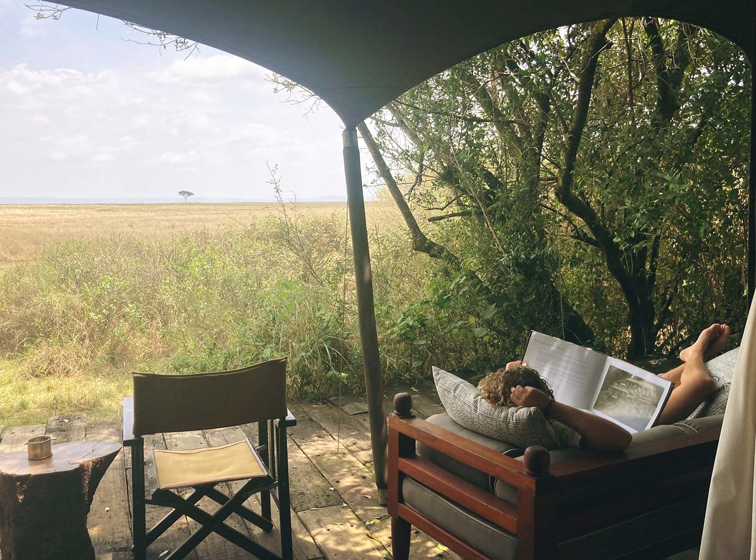 Mara Plains Camp Reading on our private terrace