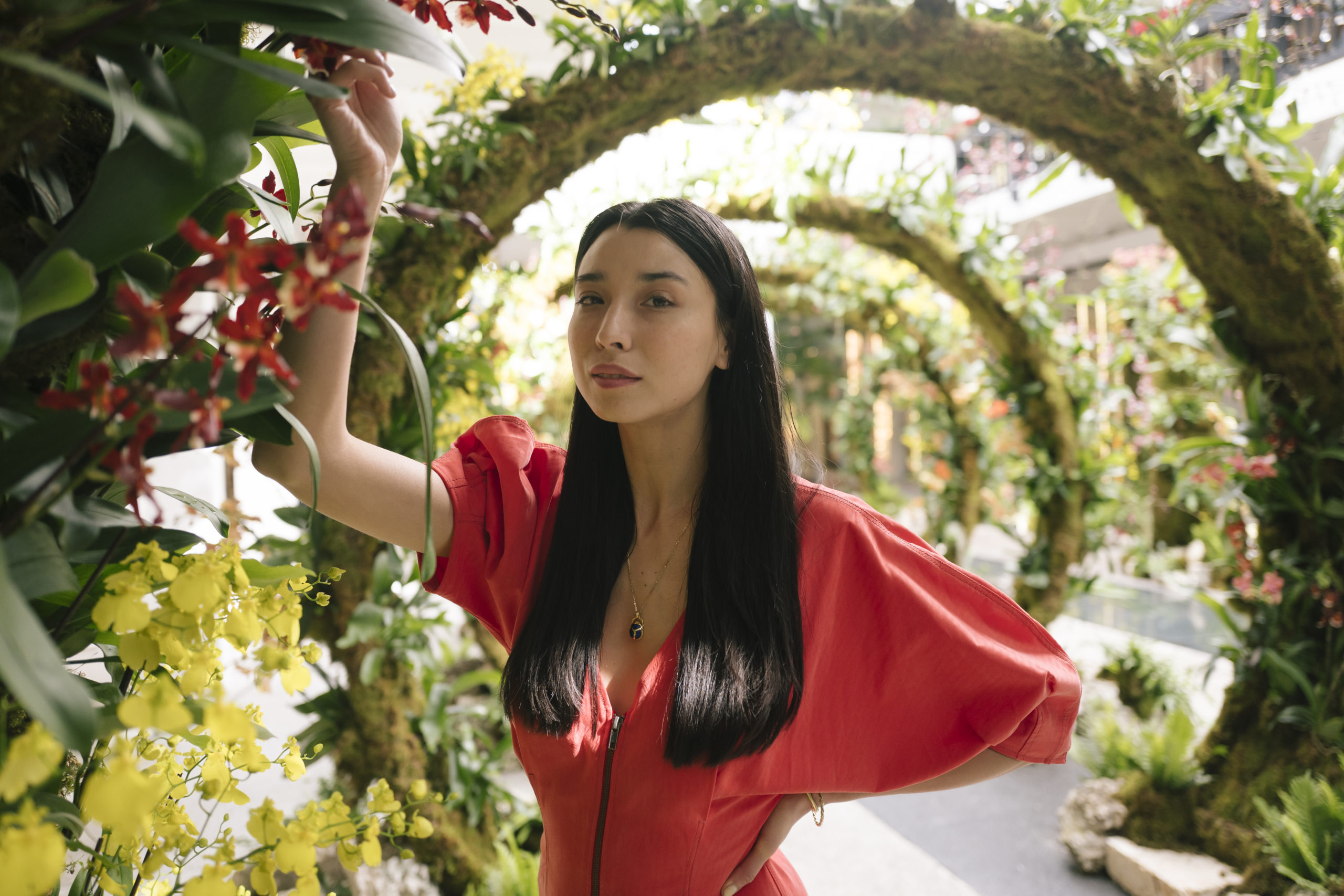Landscape artist Lily Kwong at her Moon Gates installation in Miami in 2019