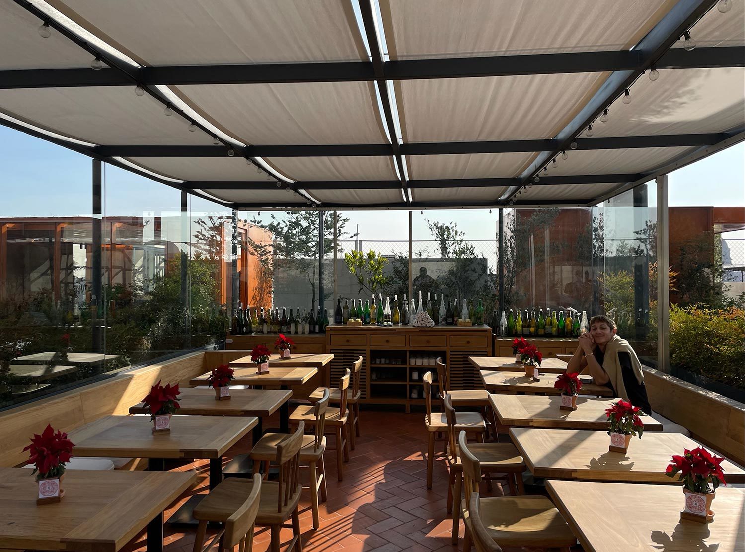 Circulo Mexicano Brooks taking in the beautiful rooftop restaurant