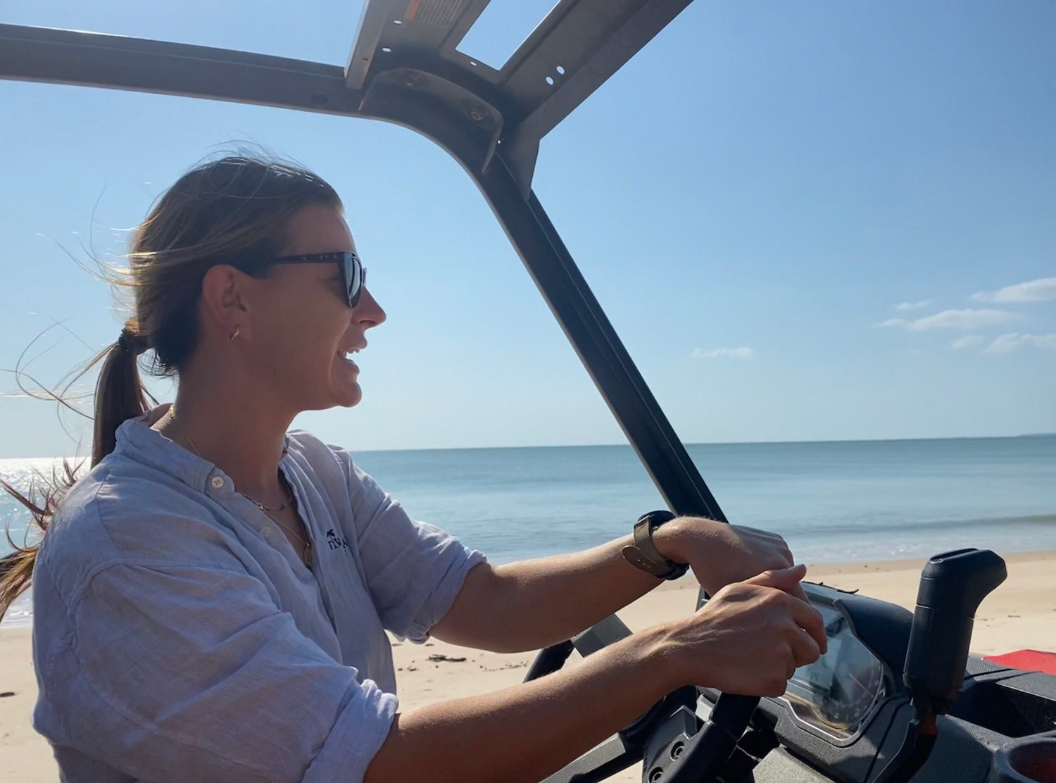 Tiwi Island Retreat Out on the buggy with Siggy exploring the pristine 4 Mile Beach one morning 