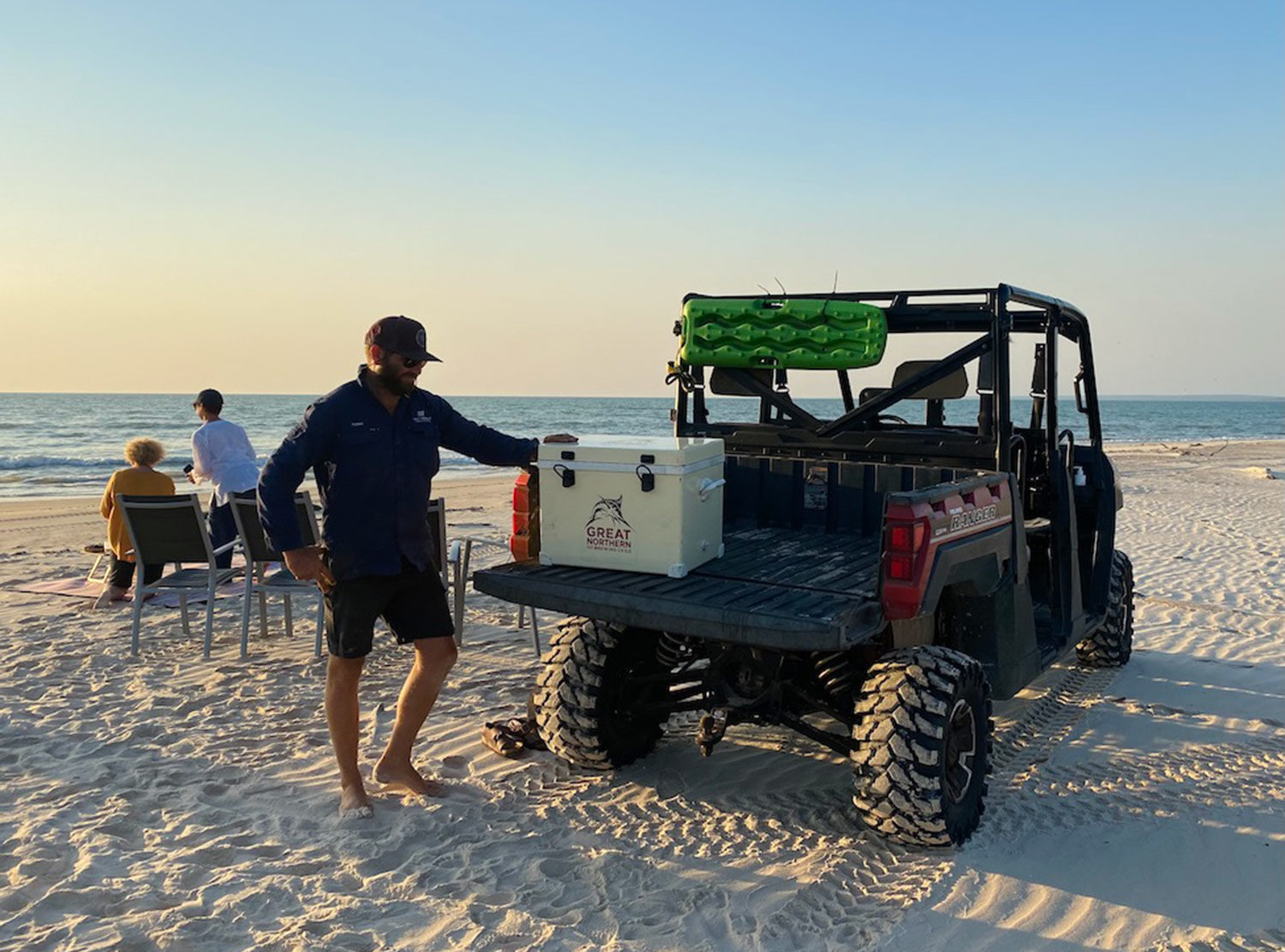 Tiwi Island Retreat One of my favourite evenings on the island was the sunset buggy tour with Robbo where we were taken to a very special corner of 4 Mile Beach to enjoy a cold drink while the sun went down around us