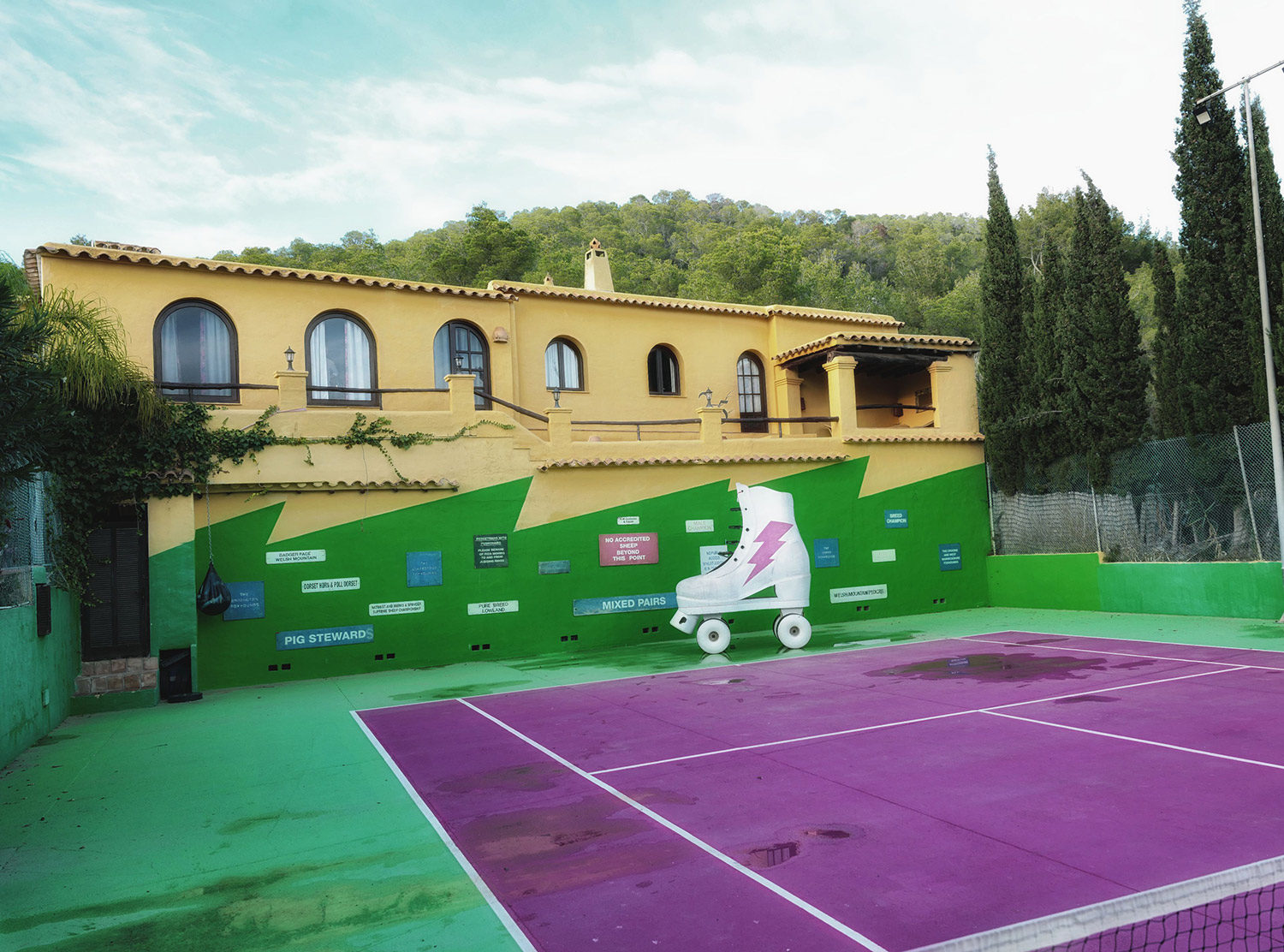 PIKES One summer night (probably 2015) at about 4 a.m. we played tennis in this pink court with German artist Burkhard Von Harder. After several sets we realized that we neither had rackets nor a ball