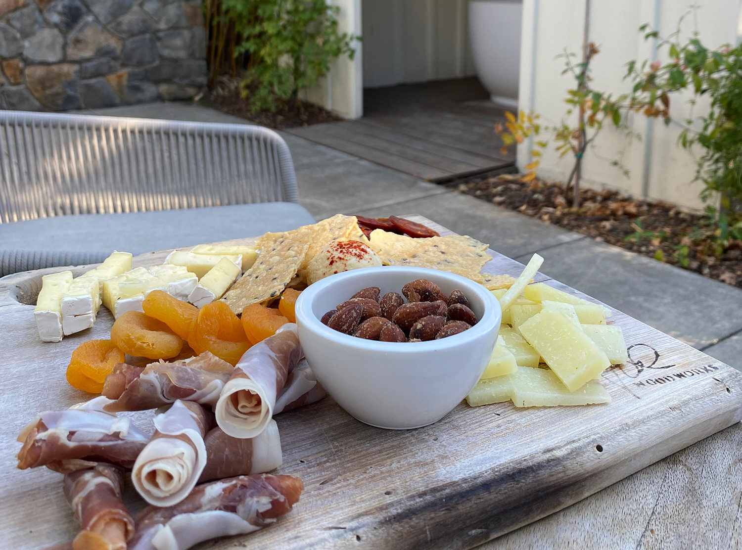 MacArthur Place A charcuterie board from the property’s Layla Restaurant, which I enjoyed in the magical bathtub