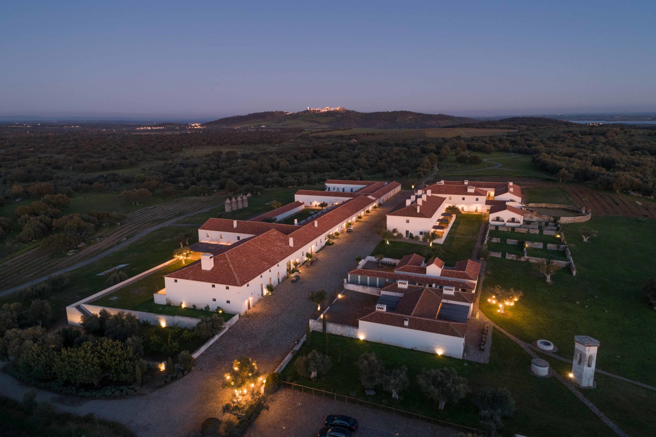 São Lourenço do Barrocal, the 200-year-old estate that once housed 50 families, lit up at night