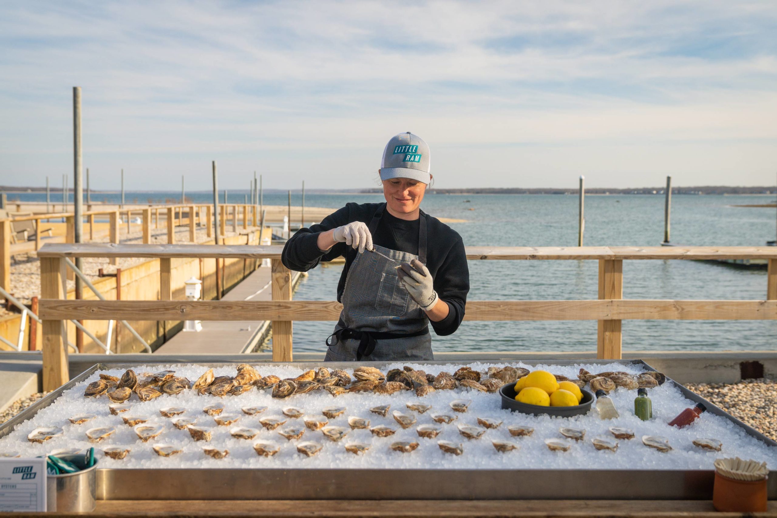 The Shoals in Southold has partnered with a female-owned family business, Little Ram Oyster Company, on a robust oyster program