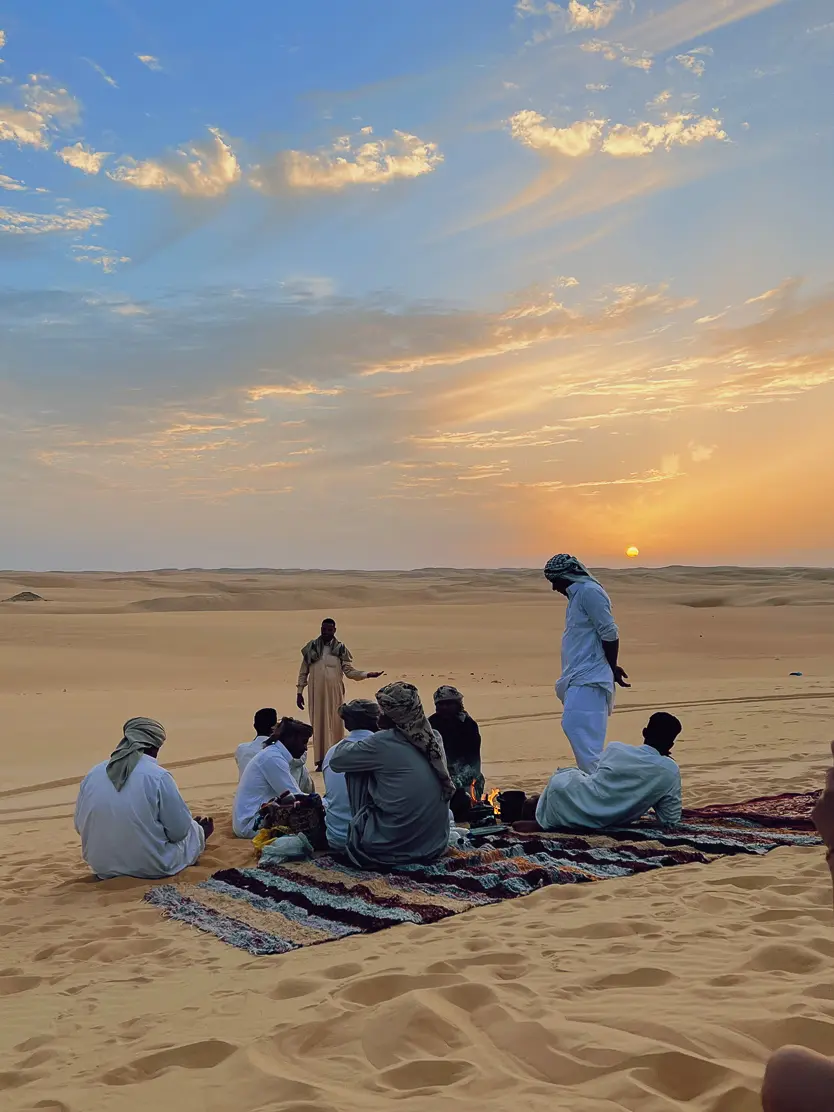 Adrere Amellal Eco-Lodge Breaking their fast as we were there during the holy month of Ramadan