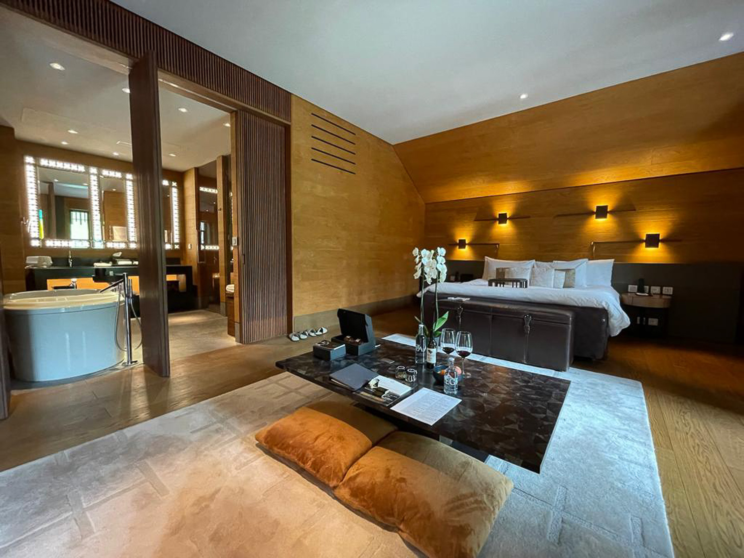 The Chedi Andermatt The suites are the epitome of sumptuous. The spacious, chalet-style rooms are equipped with fireplaces and are stocked with Acqua Di Parma toiletries