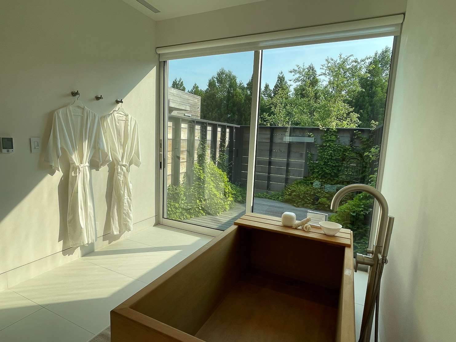 Shou Sugi Ban House So much natural light in the bathroom that greets you first thing in the morning