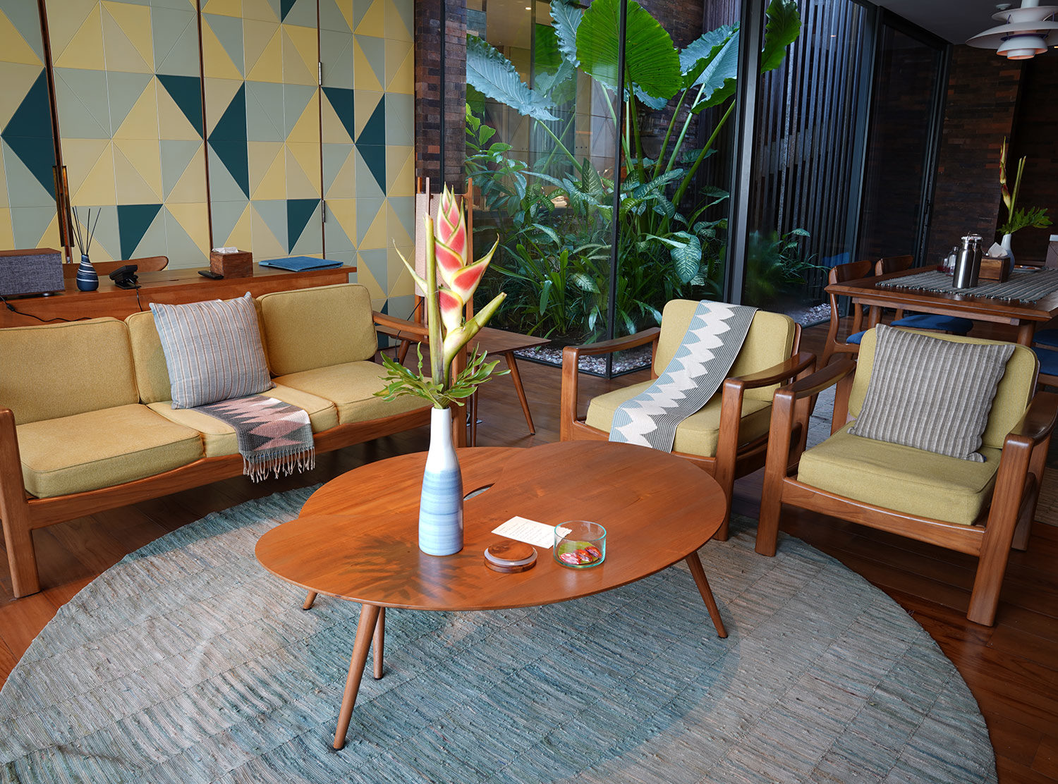 Desa Potato Head Handwoven and naturally dyed upholstery dotted across our suite