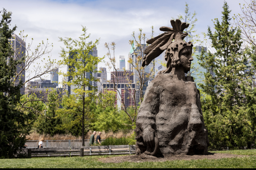 Kiyan Williams, Ruins of Empire (2022) at Brooklyn Bridge Park. Photo by Nicholas Knight