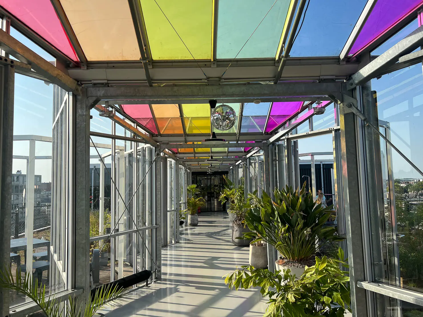 Zoku To check in, you must take the elevator to the top floor where you’re immediately greeted by a rooftop greenhouse and garden