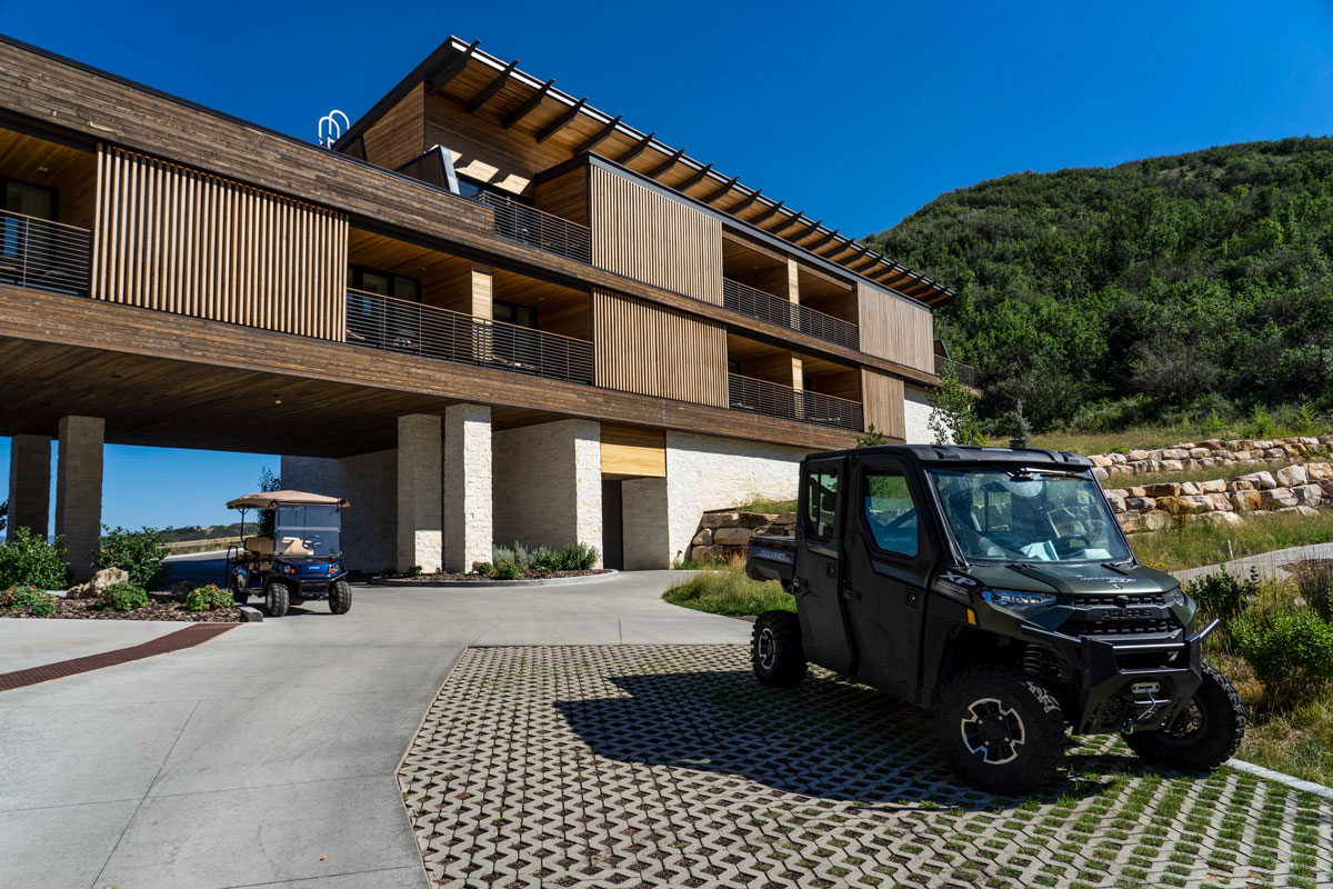 The Lodge at Blue Sky Once you arrive, hop on a Polaris and go for a tour of the land