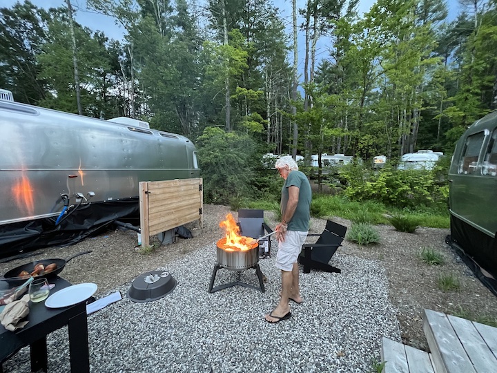 AutoCamp Catskills The grill master gets dinner going before the impending storm