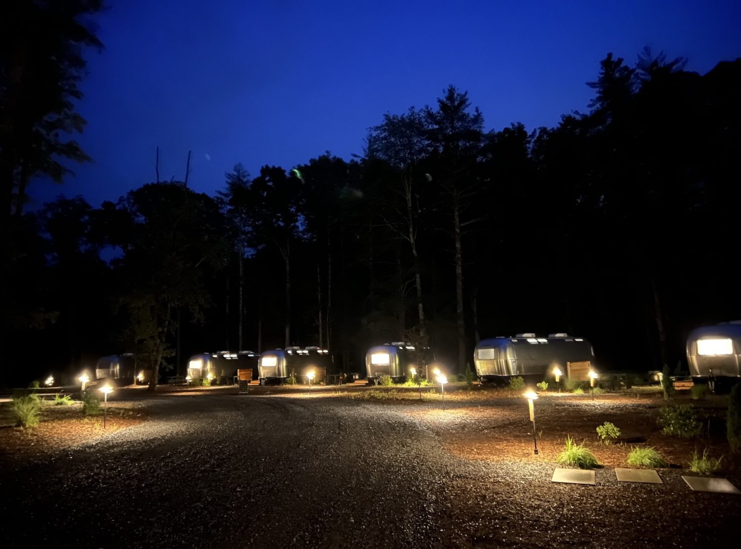 AutoCamp Catskills The campground at night is peaceful and wild all at once