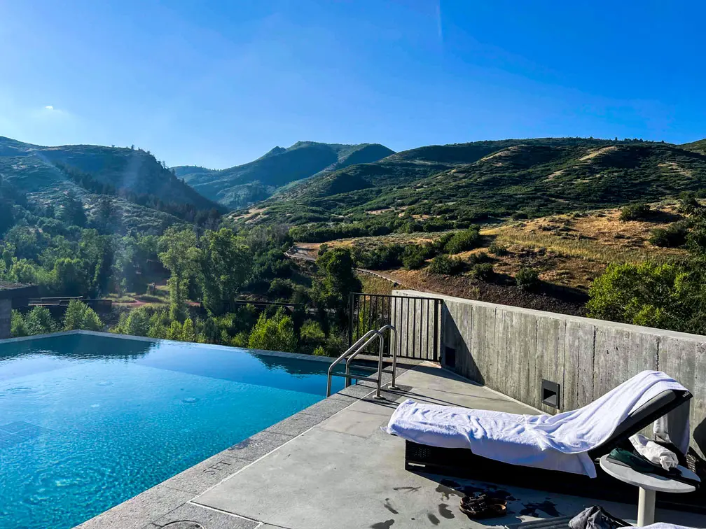 The Lodge at Blue Sky Enjoy the mountain views from the infinity pool at The Lodge at Blue Sky