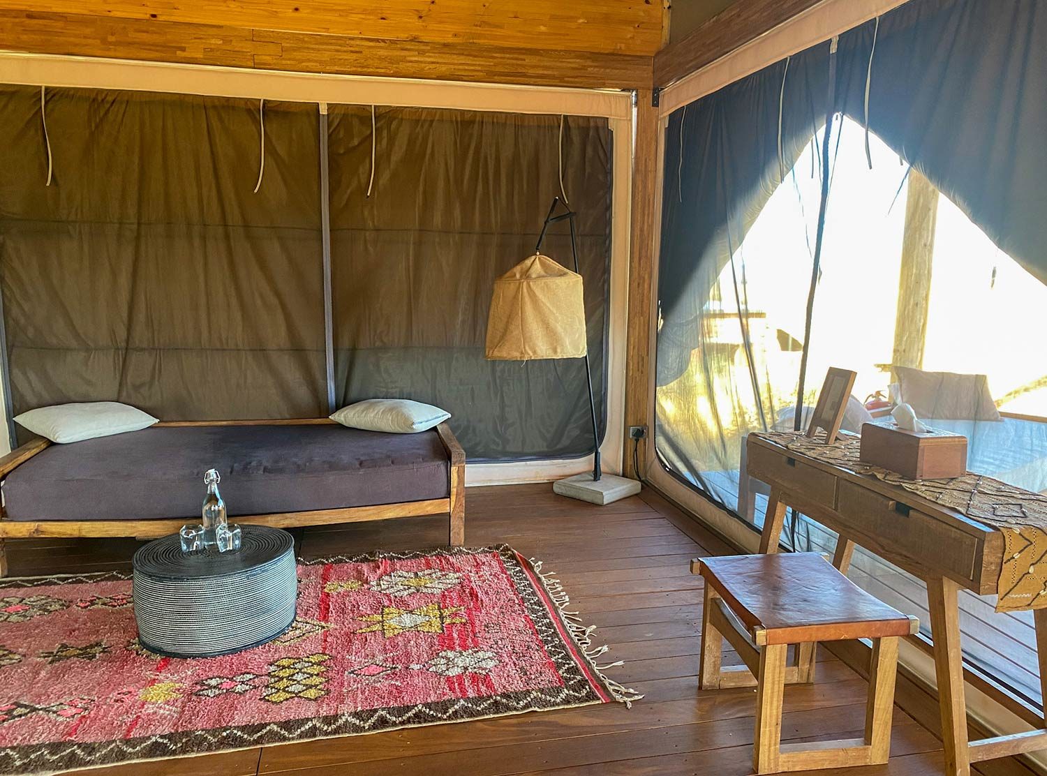 Habitas Namibia Spacious lounge in the bedroom, great for a lazy afternoon nap