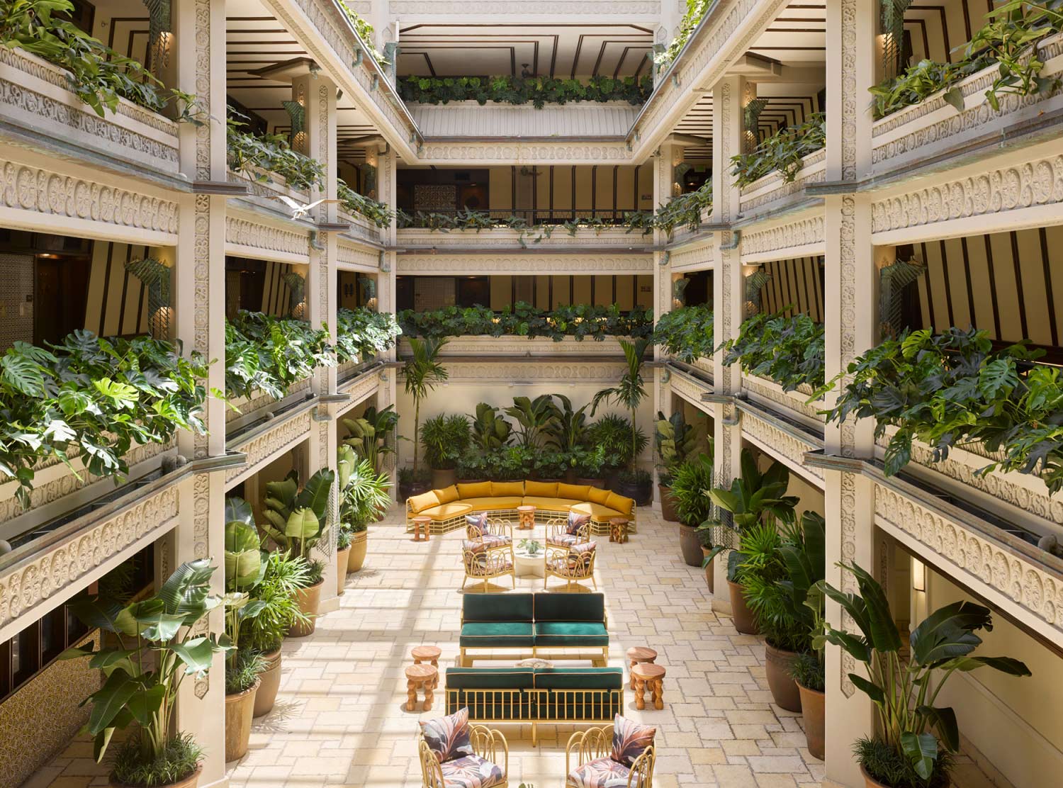 The lush courtyard at Mayfair House Hotel & Garden