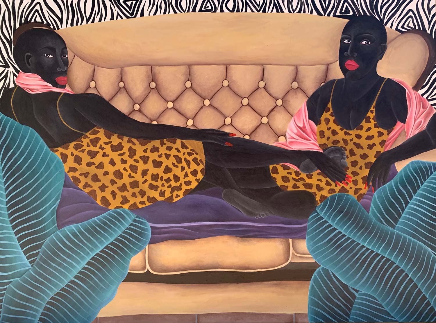 Art & Opulence at The Zeitz MOCAA Gala in Cape Town Zandile Tshabalala ‘Two reclining women’ (2020) Acrylic. Images courtesy of artist