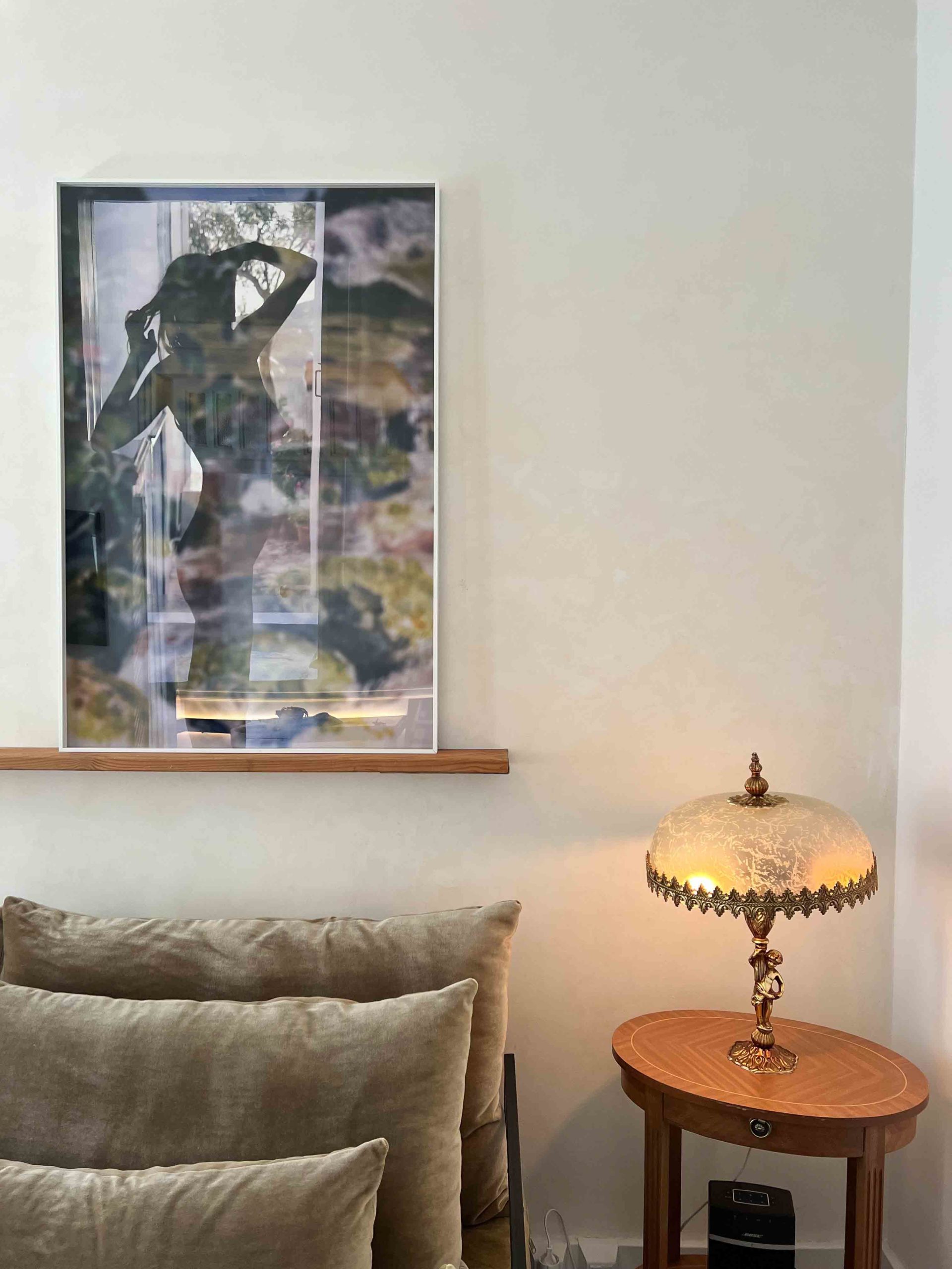 An eclectic mixture of antiques, contemporary art, and modern comforts such as Sonos music