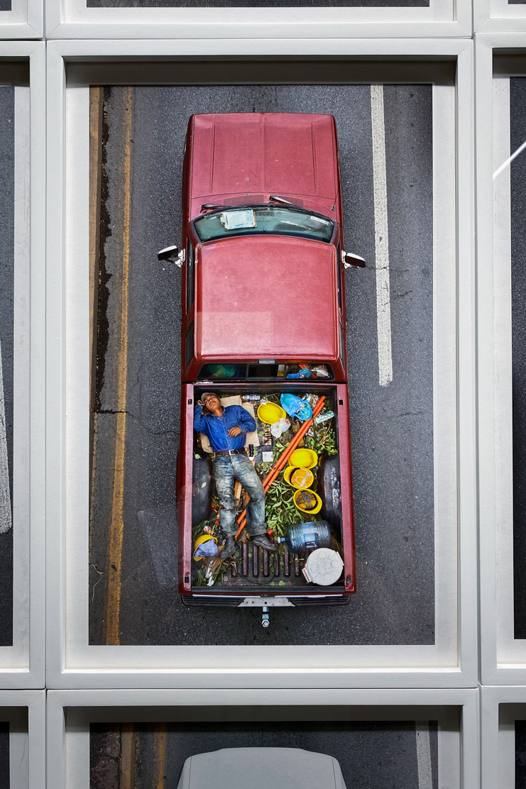 An image of a work by Alejandro Cartagena, the project is titled carpoolers and was presented by Circuit Gallery at Paris Photo 