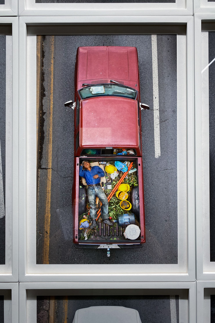 An image of a work by Alejandro Cartagena, the project is titled carpoolers and was presented by Circuit Gallery at Paris Photo