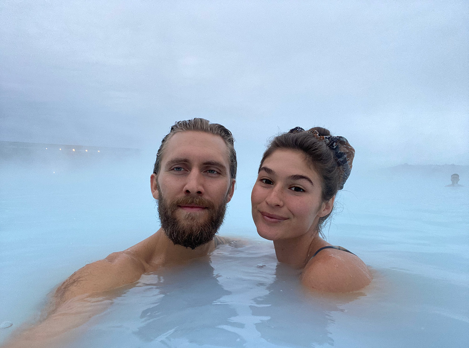 Nicolo and Abi at the Blue Lagoon in Iceland