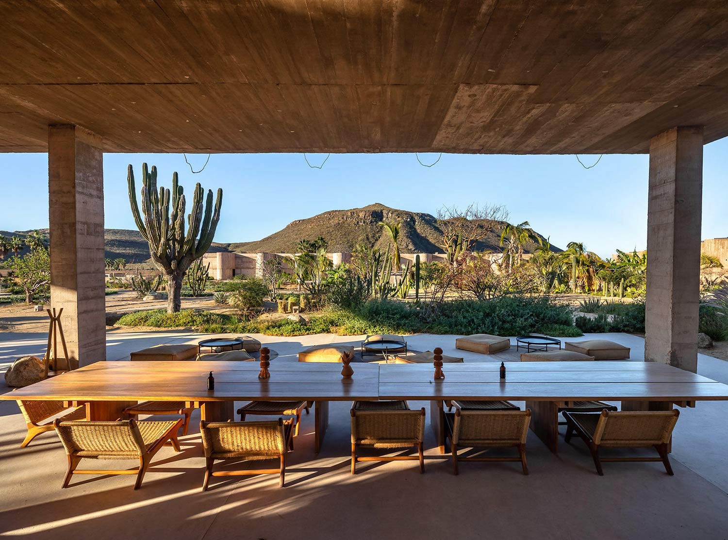 Paradero stands in the desert with a breathtaking view of the Sierra Laguna mountains
