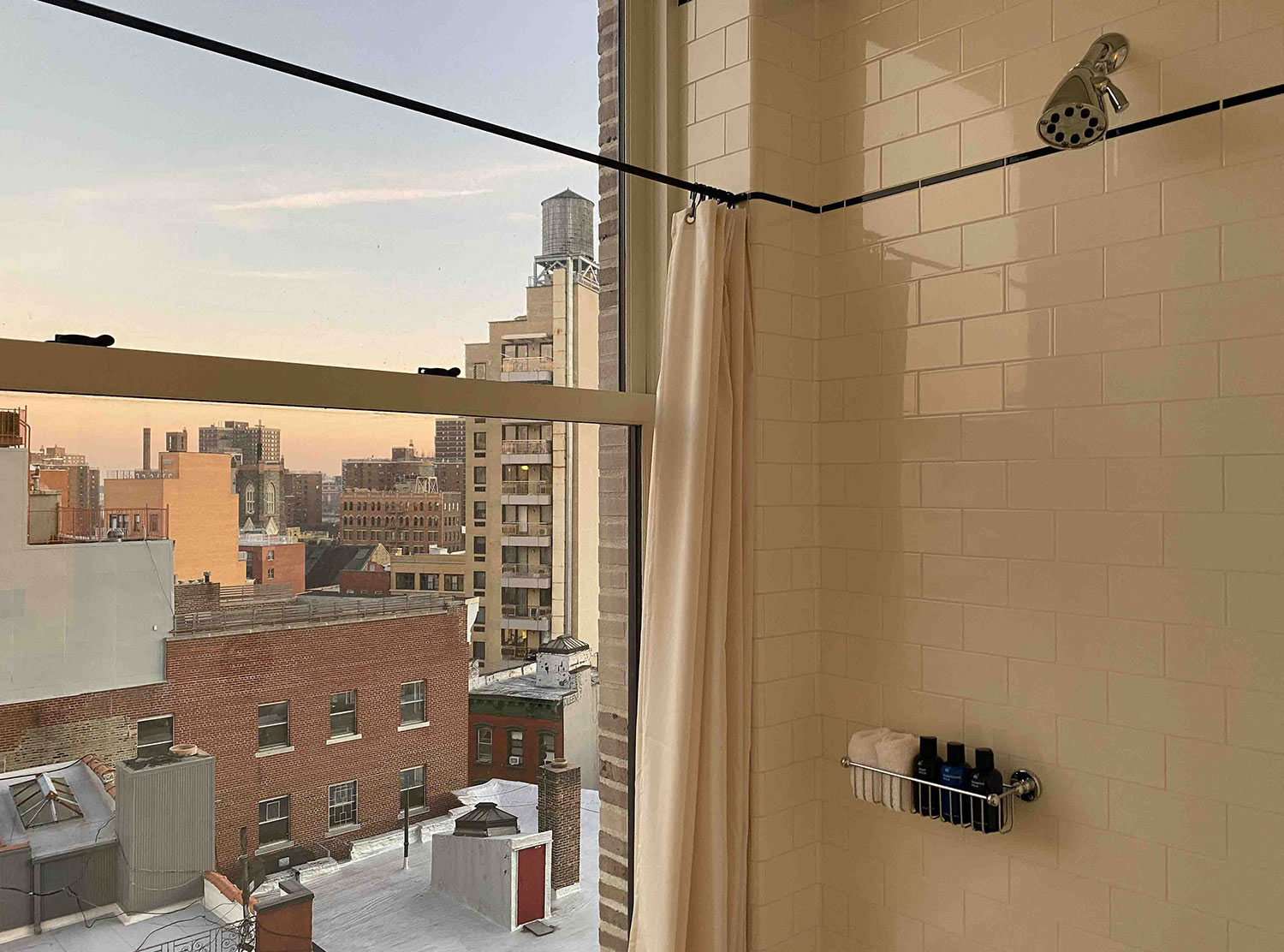Nine Orchard Shower room with New York views