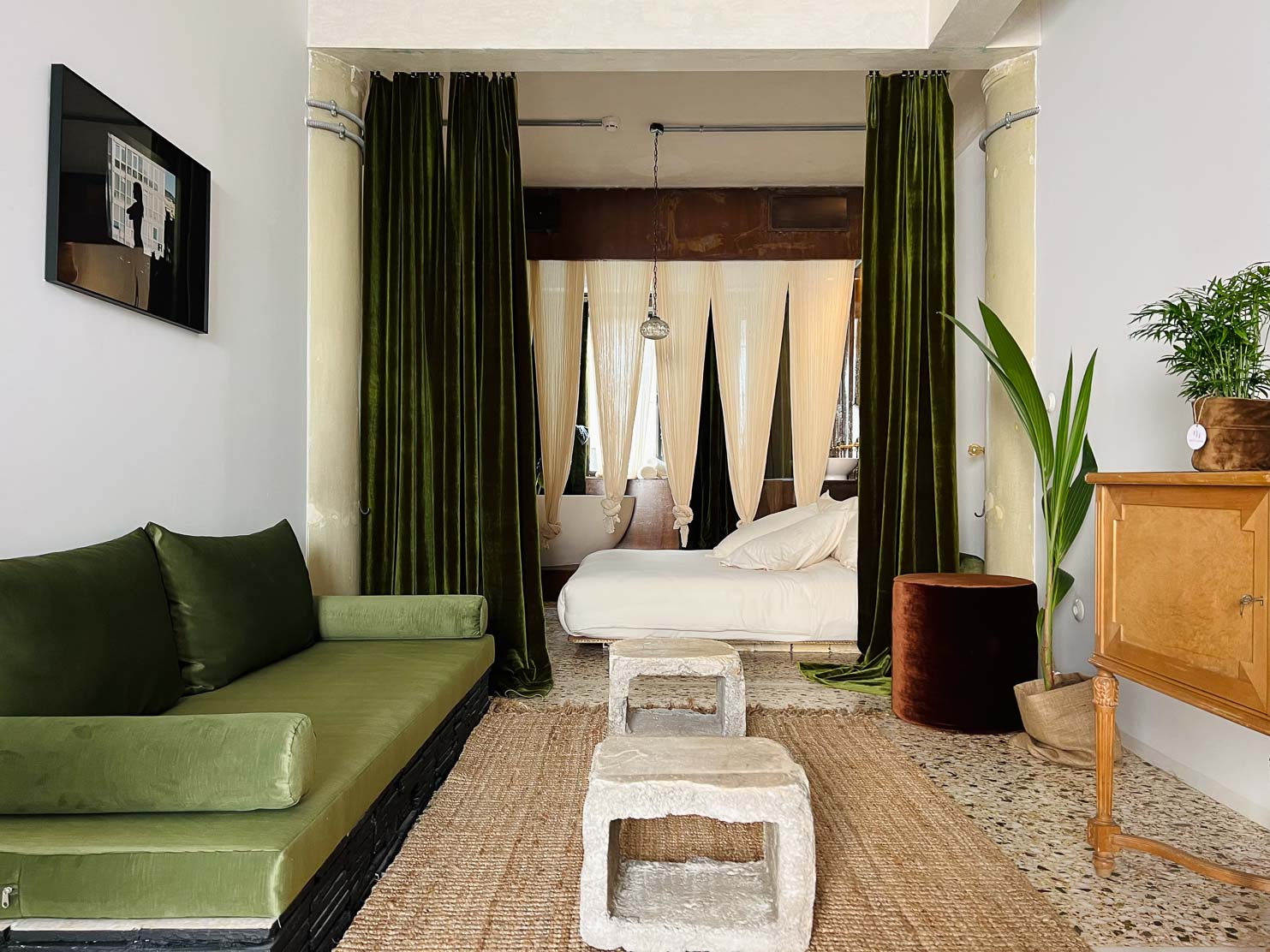 Mona As with sister hotel Shila, all items at Mona are purchasable — from the furniture and organic cotton sheets to the vibrant plants and hand-crafted carpets