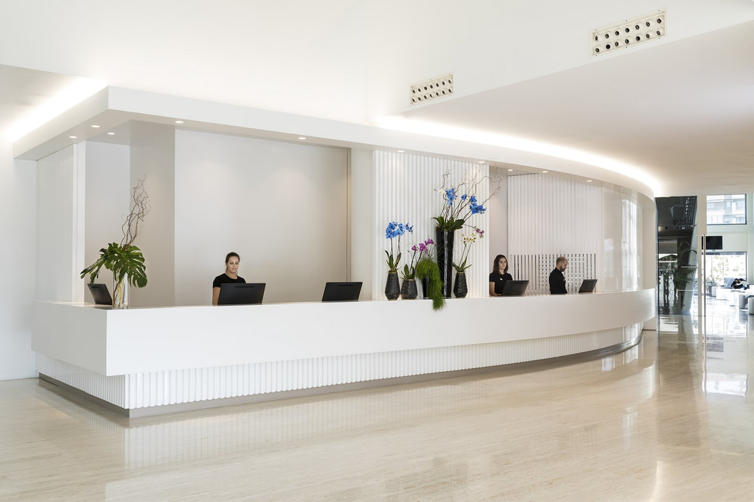 Pawson designed the lobby at Puerta America to be a space of peace and quiet in the heart of the hotel